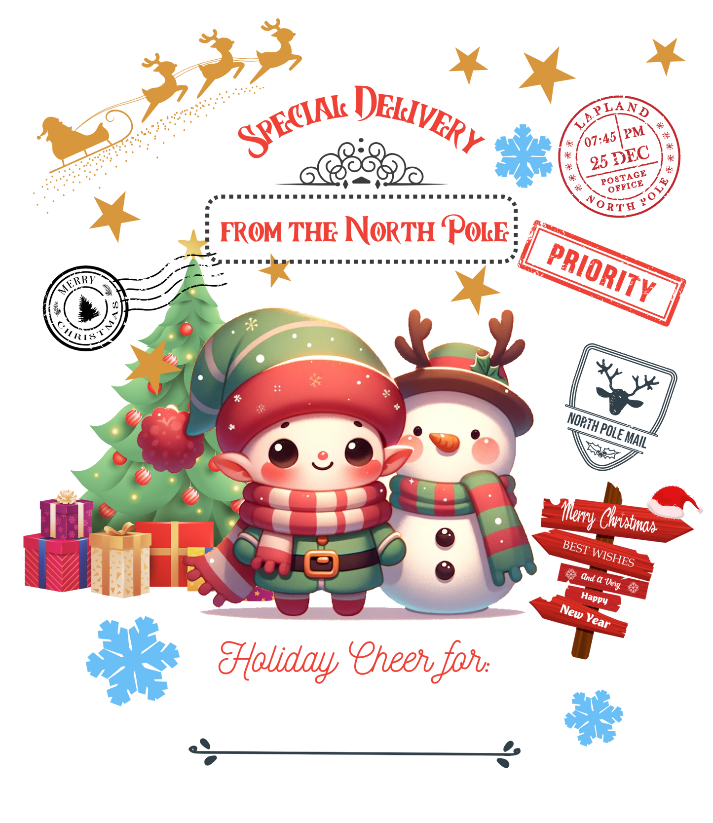 Snowman & Elf Santa Sack