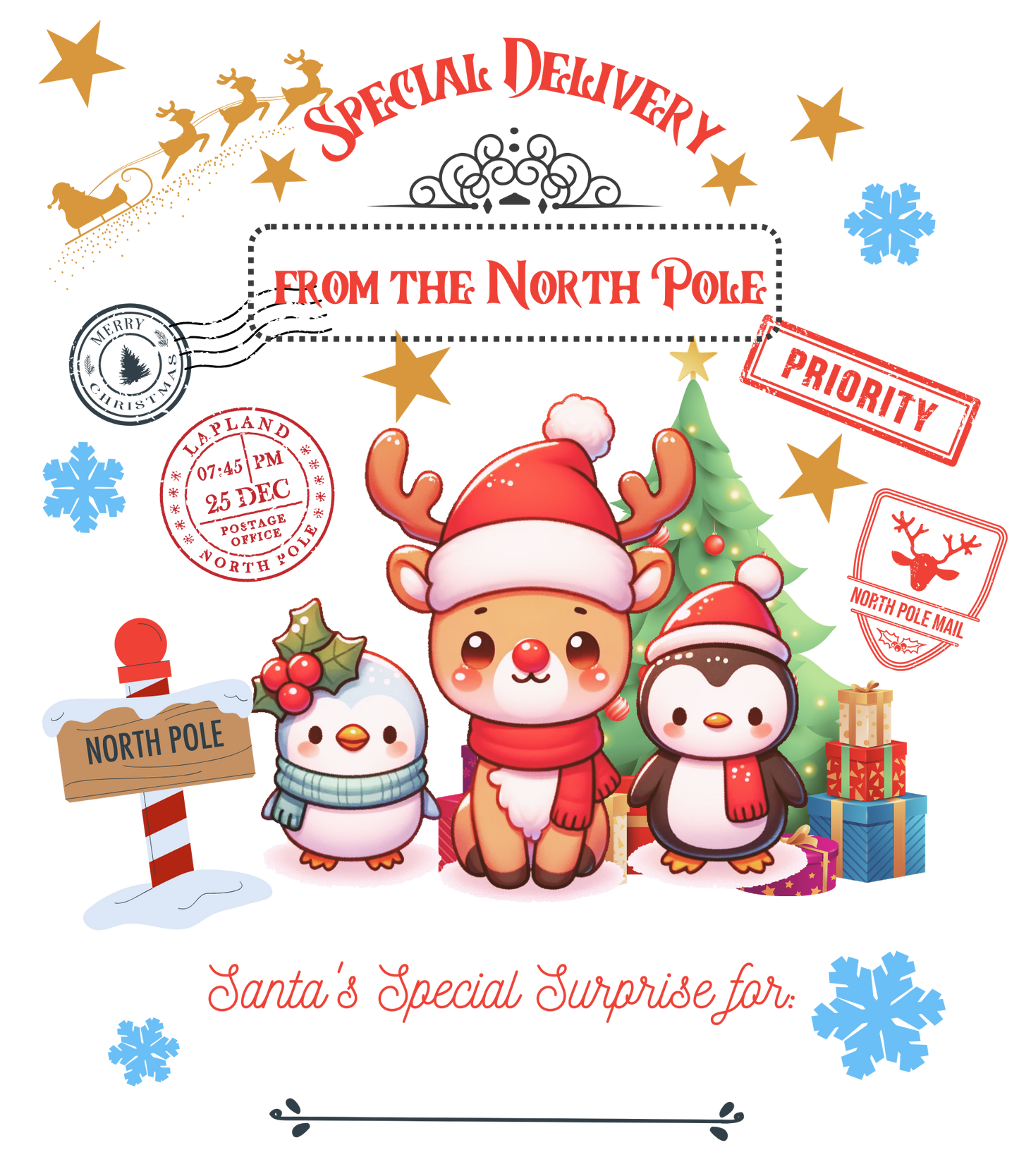 Reindeer & Penguin Santa Sack