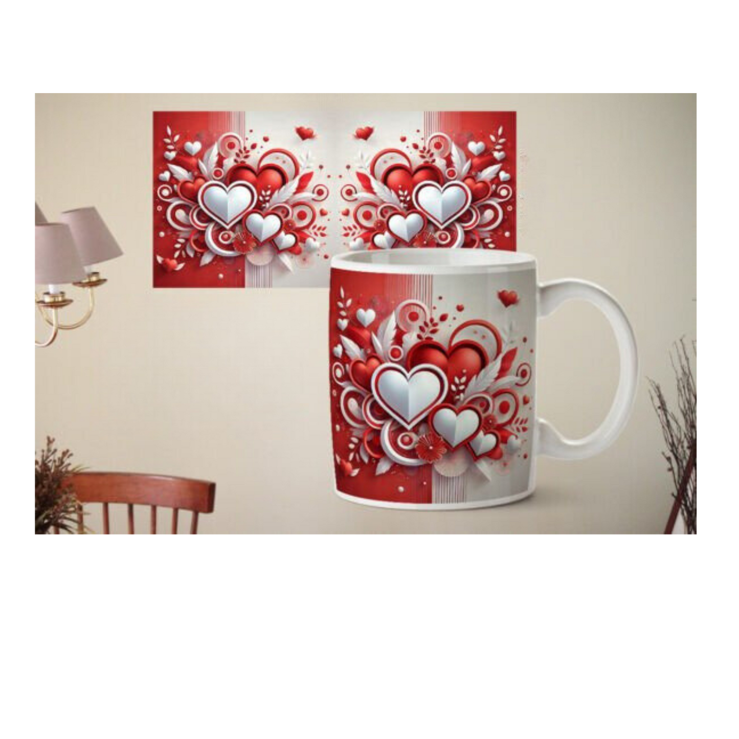 Half Red Half White Heart