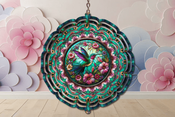 Stained Glass Hummingbird Wind Spinner