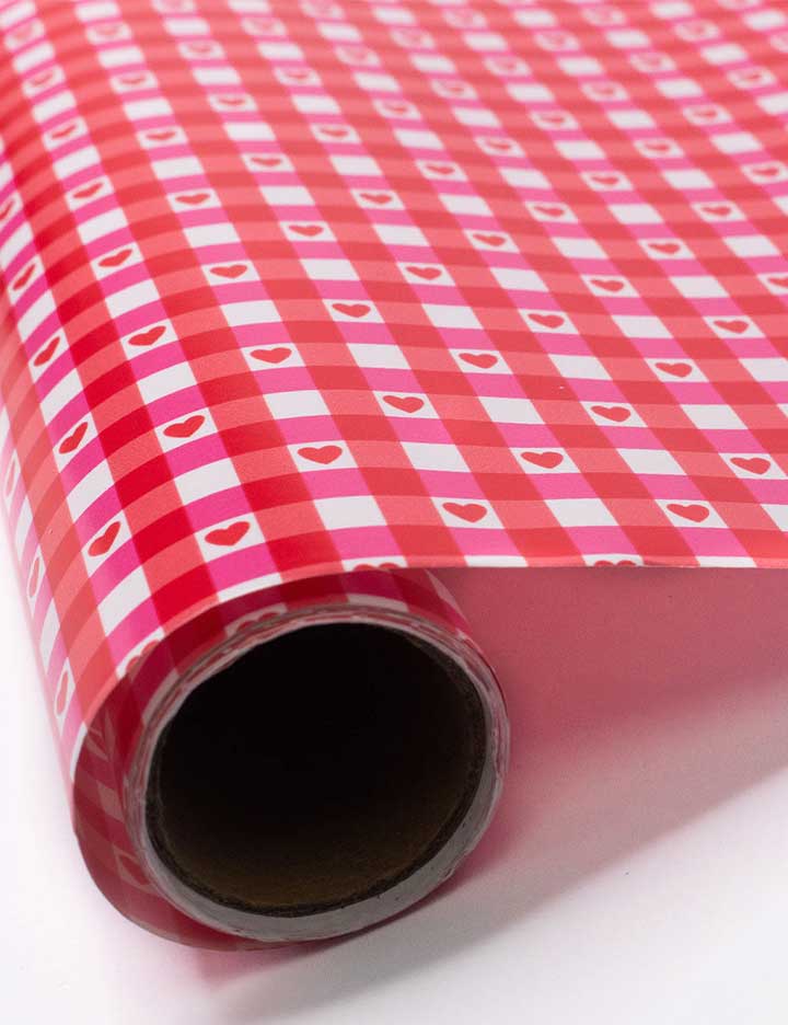 Oh Deer and Red Gingham Hearts Gift Wrap - 2 Pack
