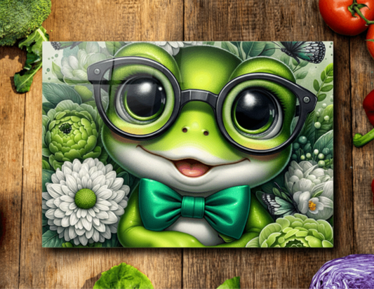 Cute Frog Glass Cutting Board
