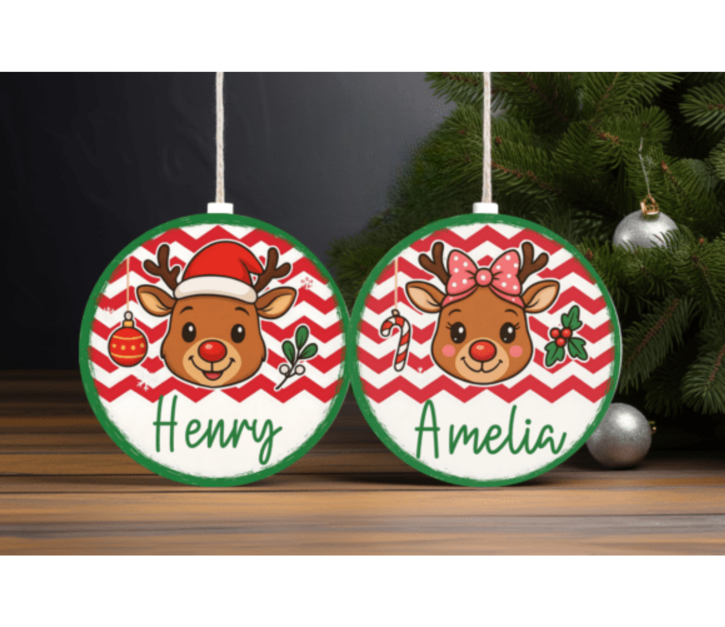 Personalized Kids Reindeer Ornaments