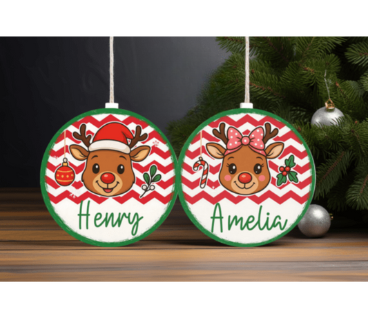 Personalized Kids Reindeer Ornaments