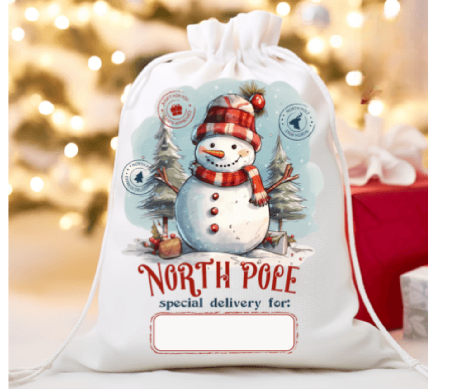 North Pole Snowman Santa Sack