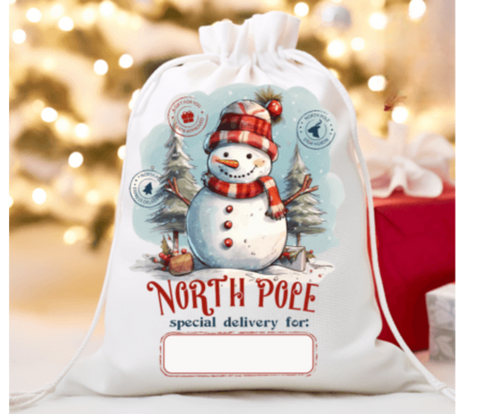 North Pole Snowman Santa Sack