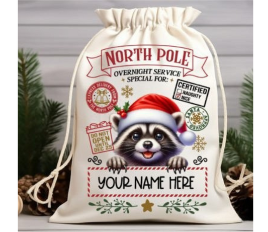 Raccoon Santa Sack