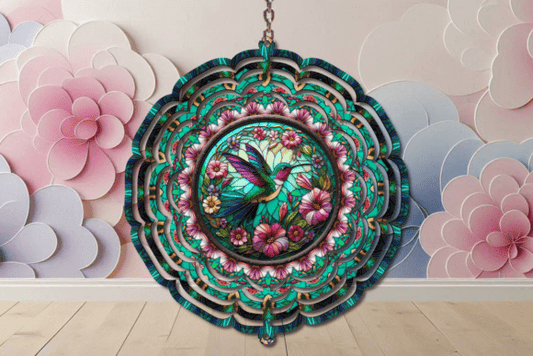 Stained Glass Hummingbird Wind Spinner
