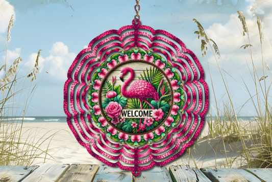 Welcome Flamingo Wind Spinner