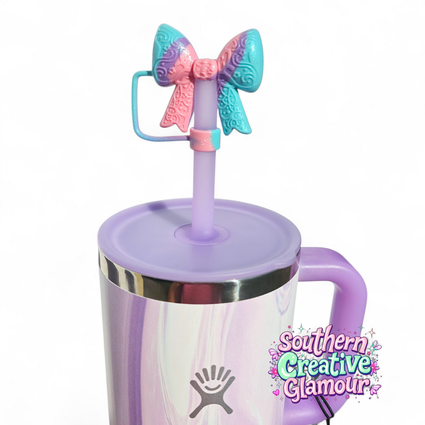Paisley Princess 3D Bow Silicone 10mm Straw Topper | Sizzling Pink