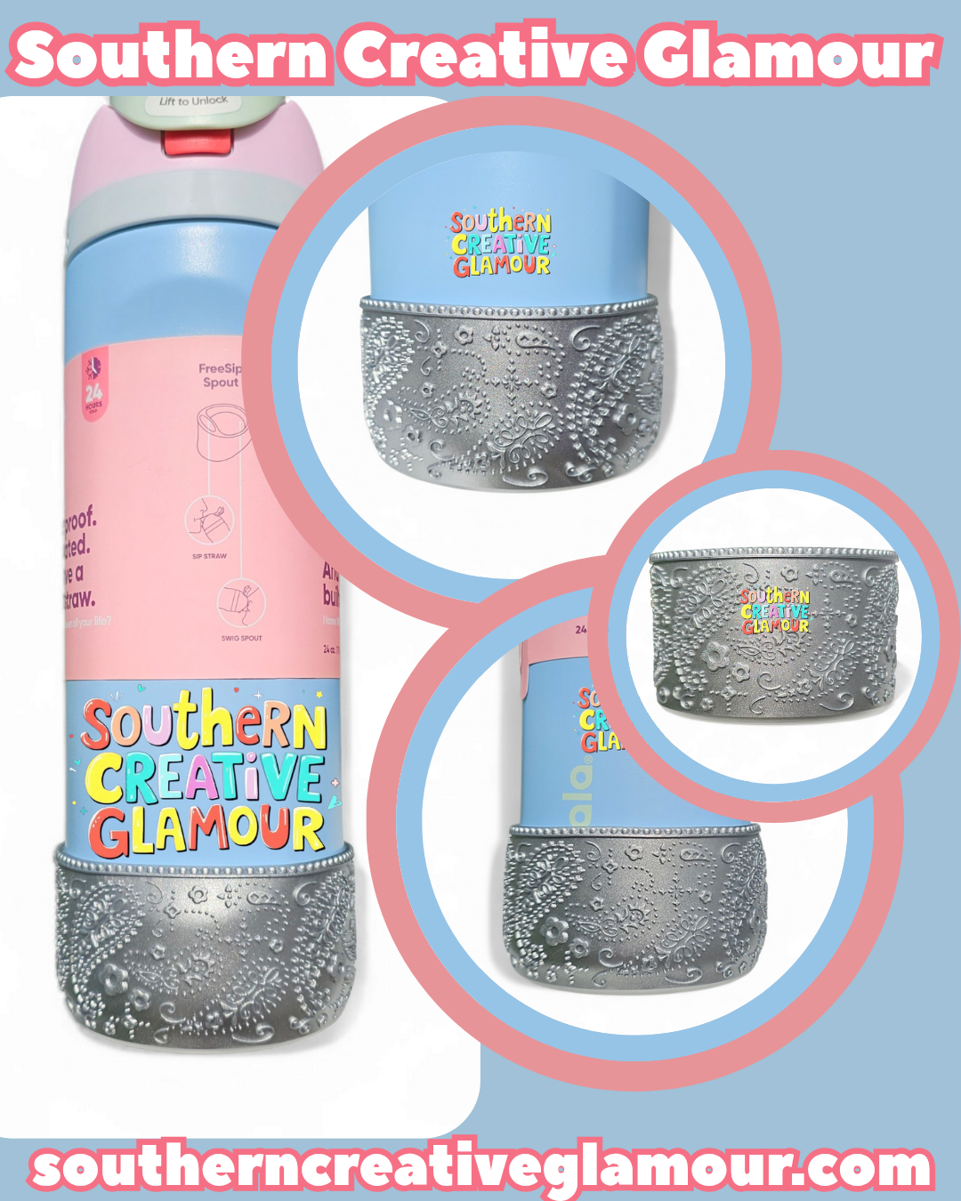Blue Shimmer Paisley Silicone Tumbler Boot