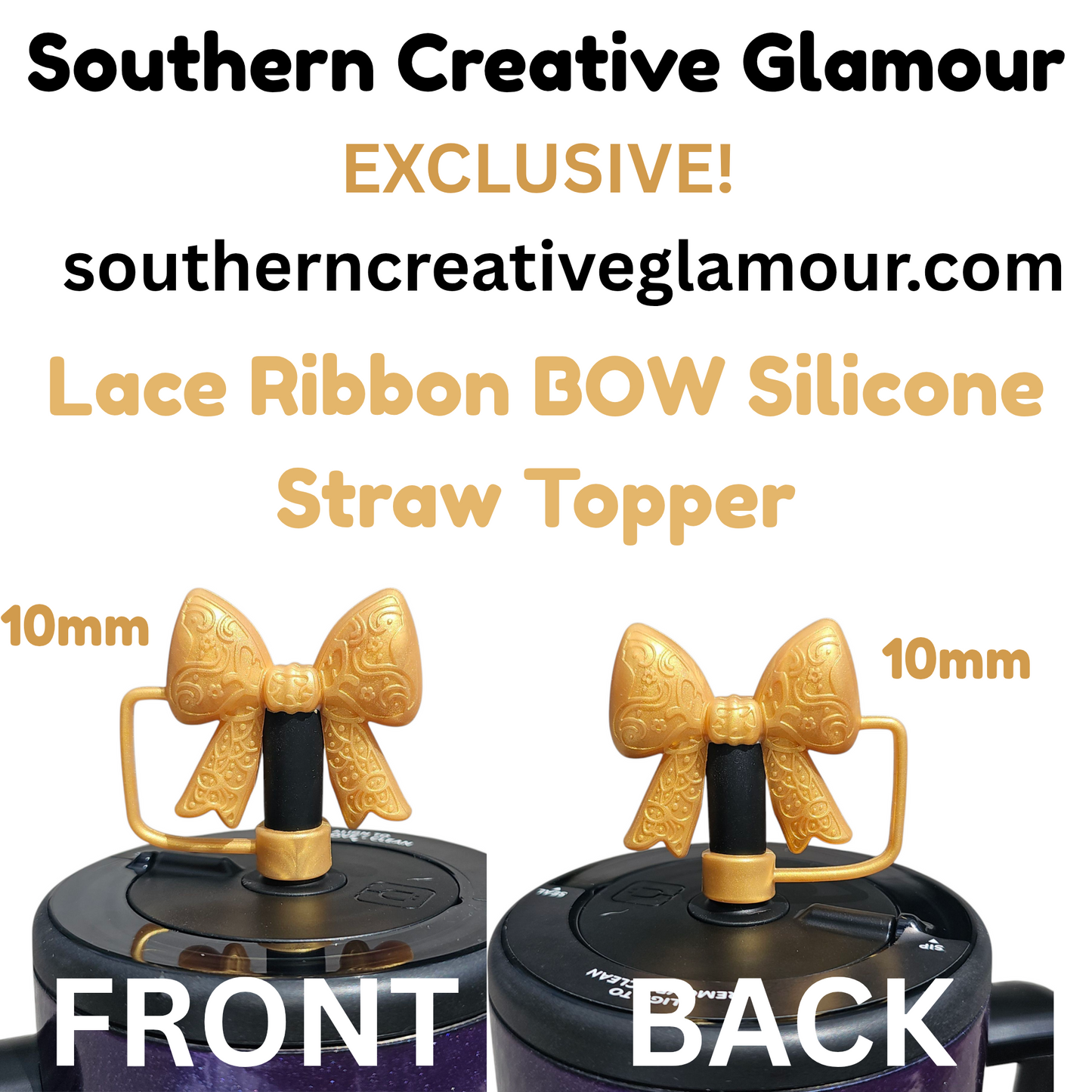 Paisley Princess 3D Bow Silicone 10mm Straw Topper | Sizzling Pink